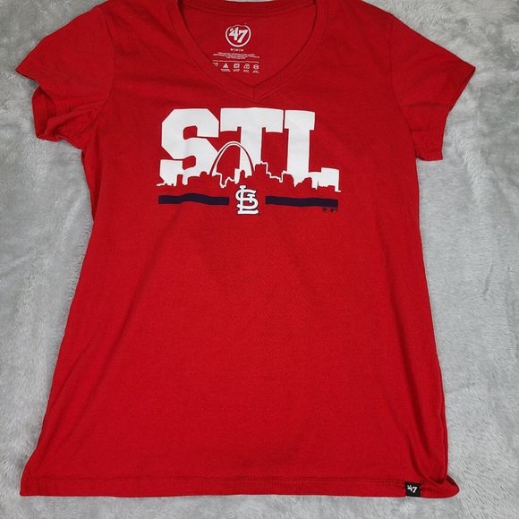 47 Brand St. Louis Cardinals Womens Red Short Sleeve MLB Baseball Shirt Size Med - Picture 1 of 8